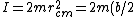 I=2mr_{cm}^2=2m(b/2)^2